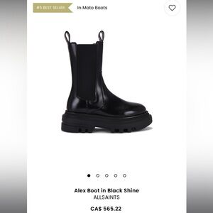 NWOT All Saints Women’s Black Shine Alex Boot